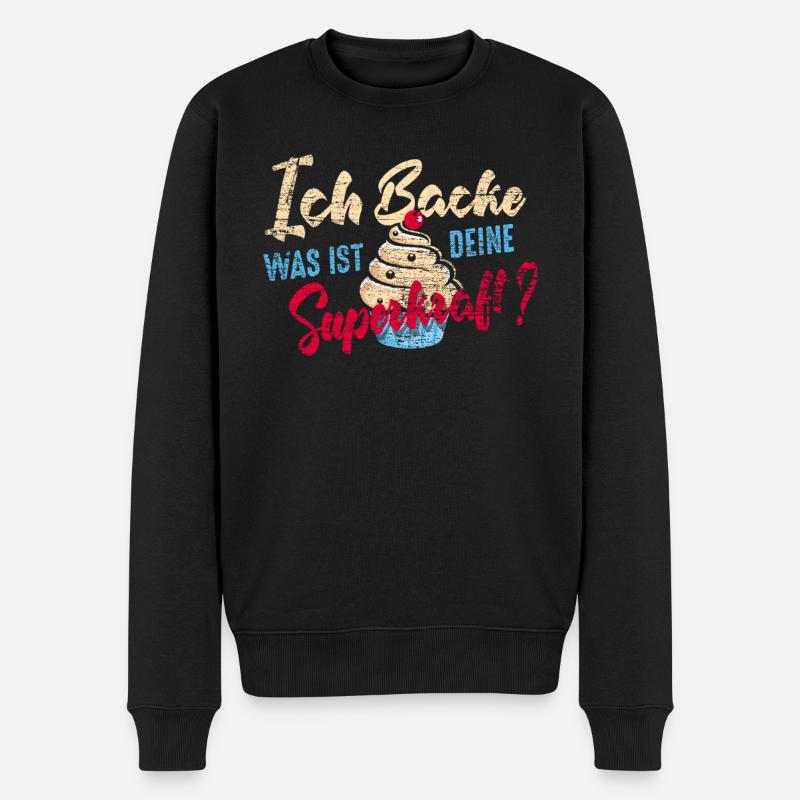 Bäcker Superkraft - Männer Premium Bio Pullover - Schwarz
