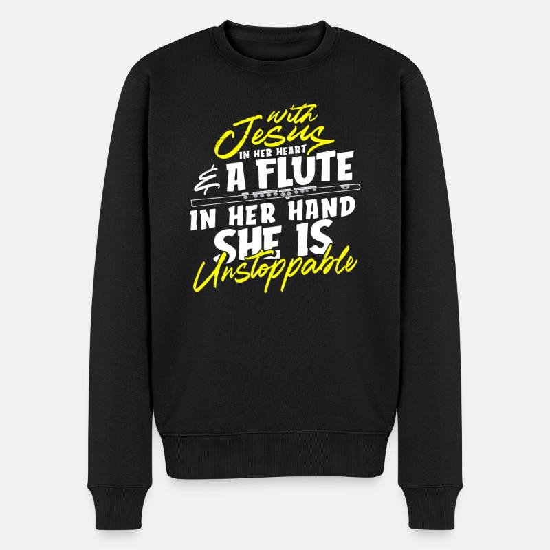 Fille chrétienne de flûte - Pull Premium bio Homme - noir