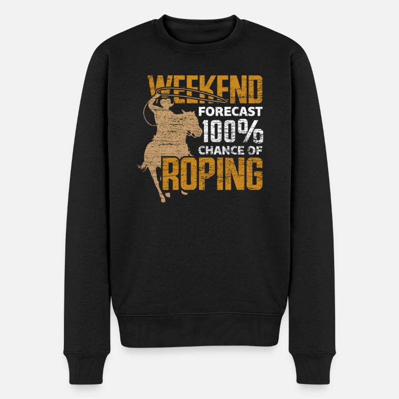 Cowboy Roping - Männer Premium Bio Pullover - Schwarz