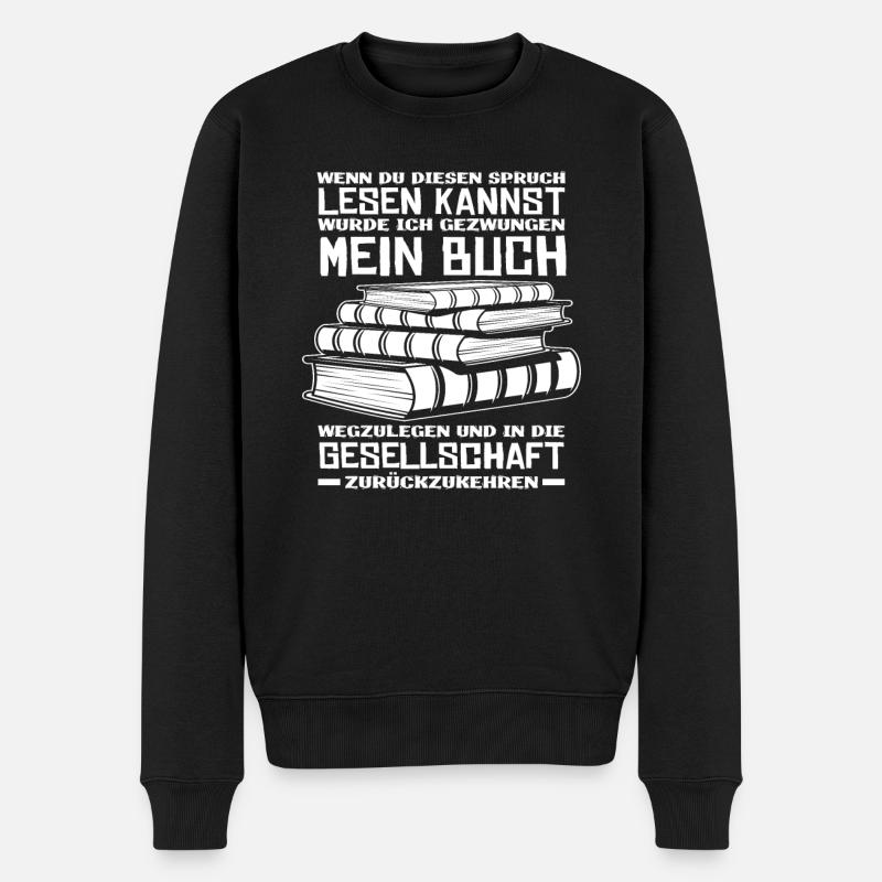 Bücher Lesen Gesellschaft - Männer Premium Bio Pullover - Schwarz
