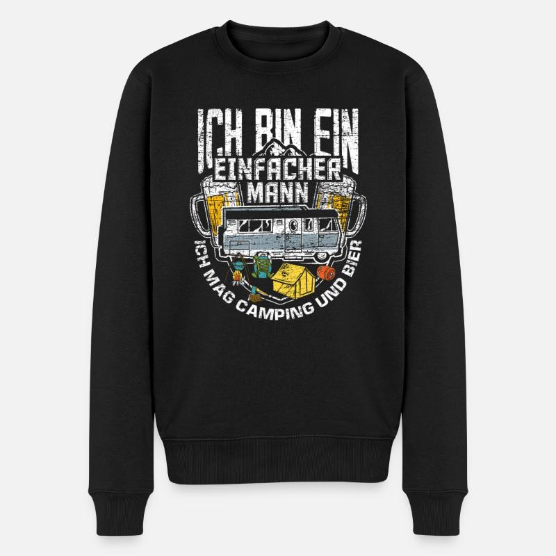 Camping Alter Mann - Männer Premium Bio Pullover - Schwarz