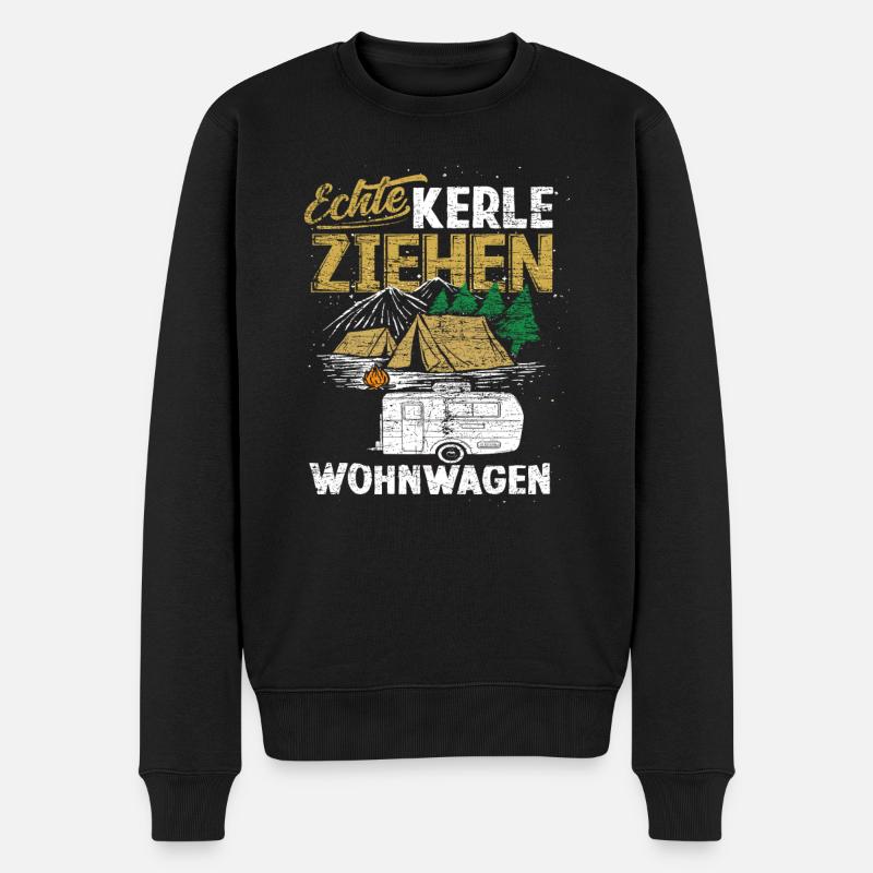 Camping Wohnwagen - Männer Premium Bio Pullover - Schwarz