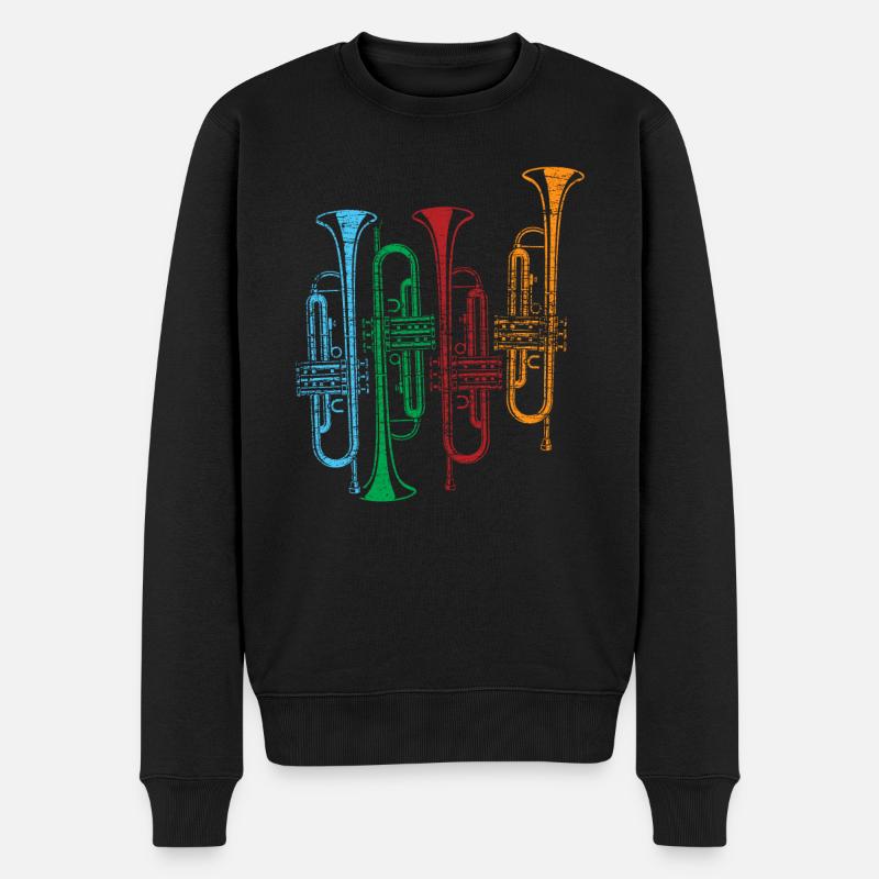 Trompete Retro Instrument - Männer Premium Bio Pullover - Schwarz