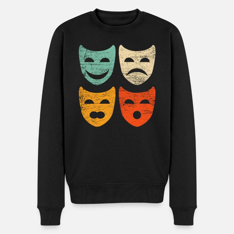 Theater Maske Retro - Männer Premium Bio Pullover - Schwarz