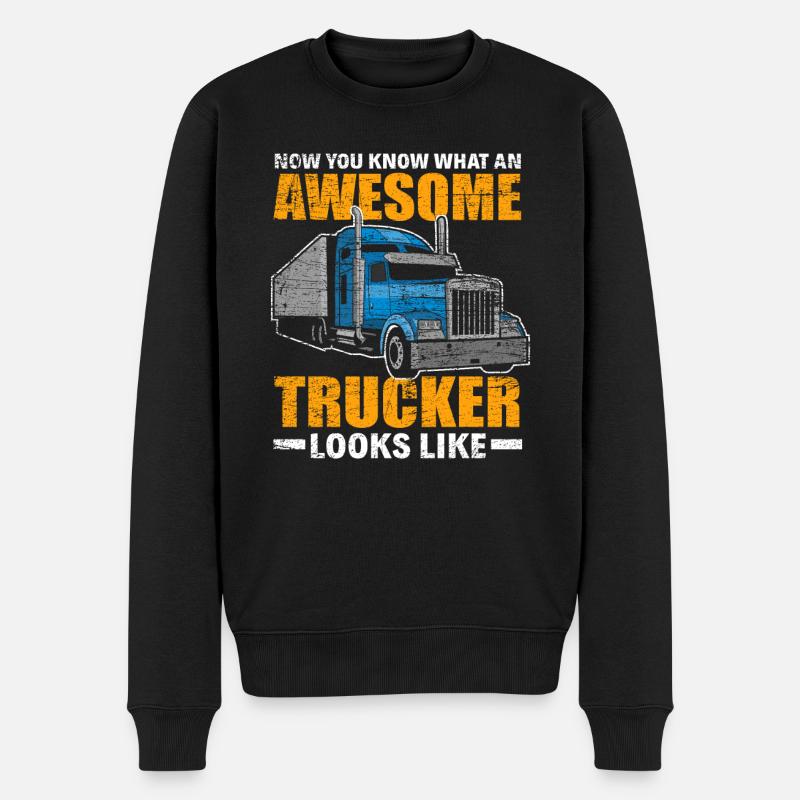 Chauffeur de camion camionneur - Pull Premium bio Homme - noir