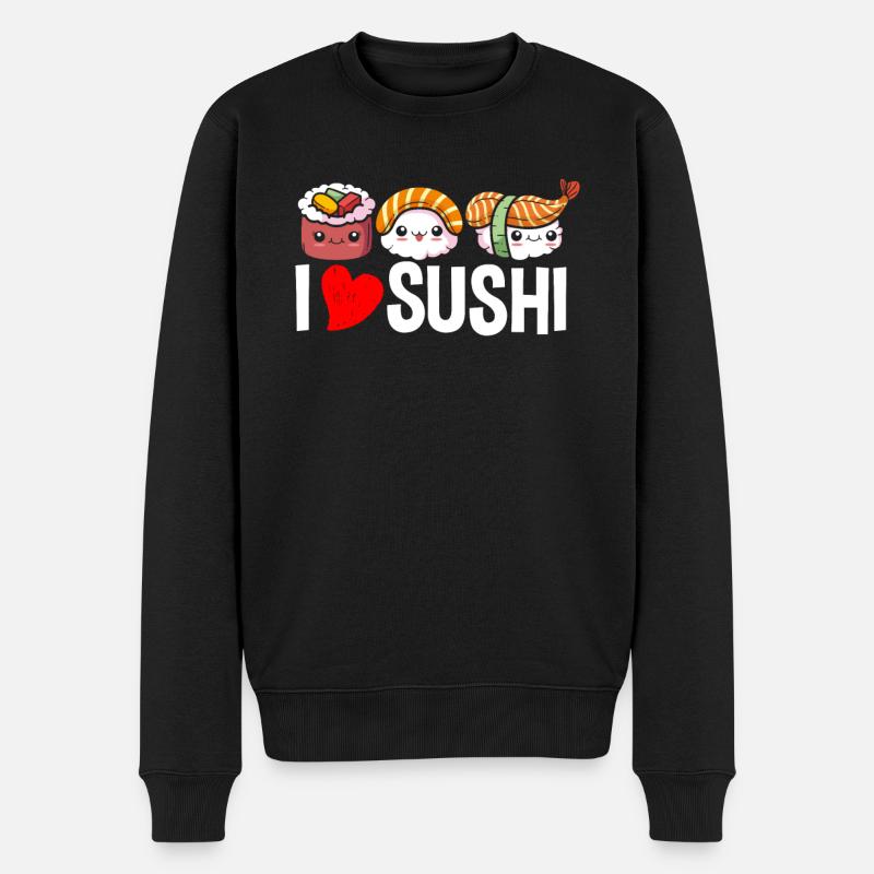 Sushi Herz Essen Fast Food - Männer Premium Bio Pullover - Schwarz
