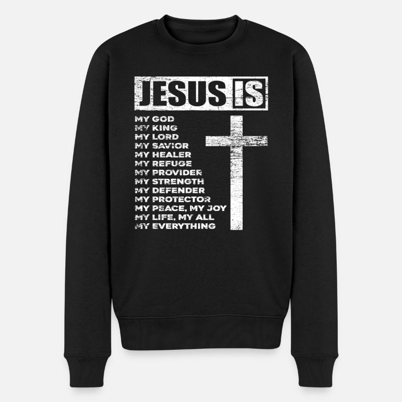 Jesus Gott - Männer Premium Bio Pullover - Schwarz