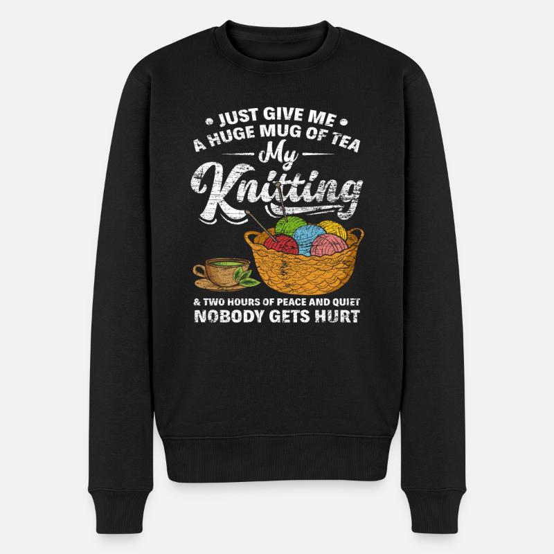 Stricken Tee - Männer Premium Bio Pullover - Schwarz