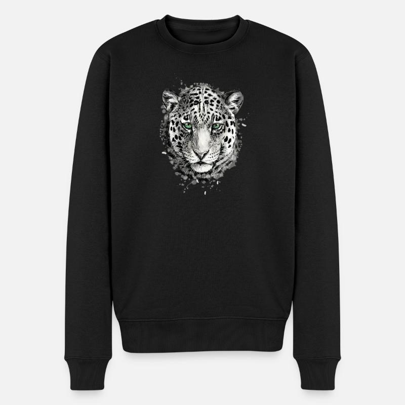 Schneeleopard - Männer Premium Bio Pullover - Schwarz