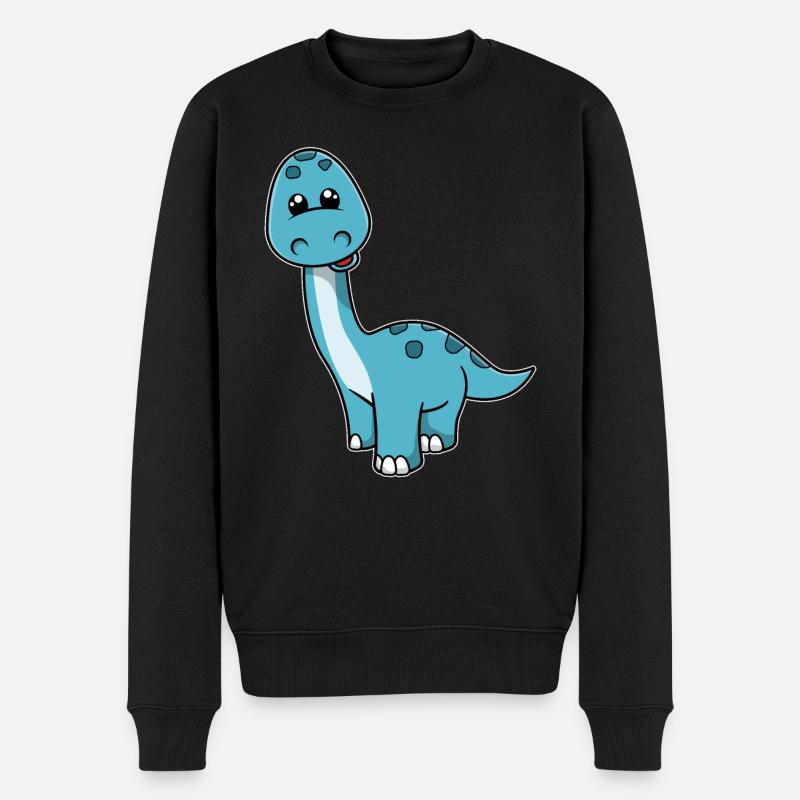 Netter Kleiner Lächelnder Dinosaurier - Männer Premium Bio Pullover - Schwarz