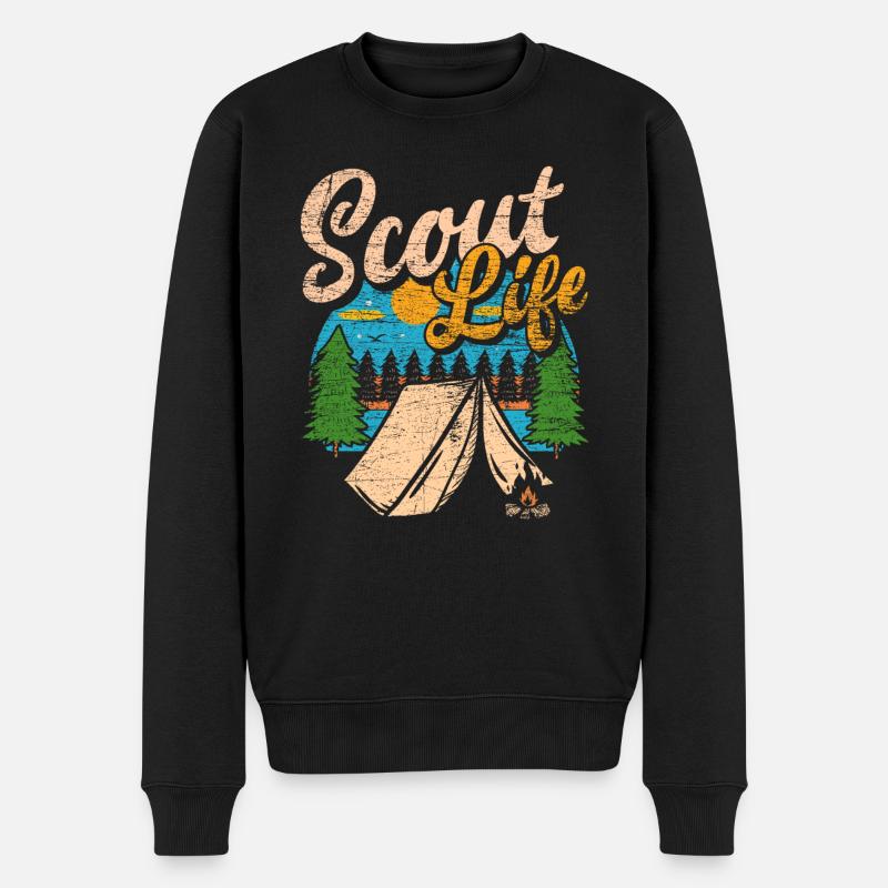Pfadfinder Wald Camping Geschenk - Männer Premium Bio Pullover - Schwarz
