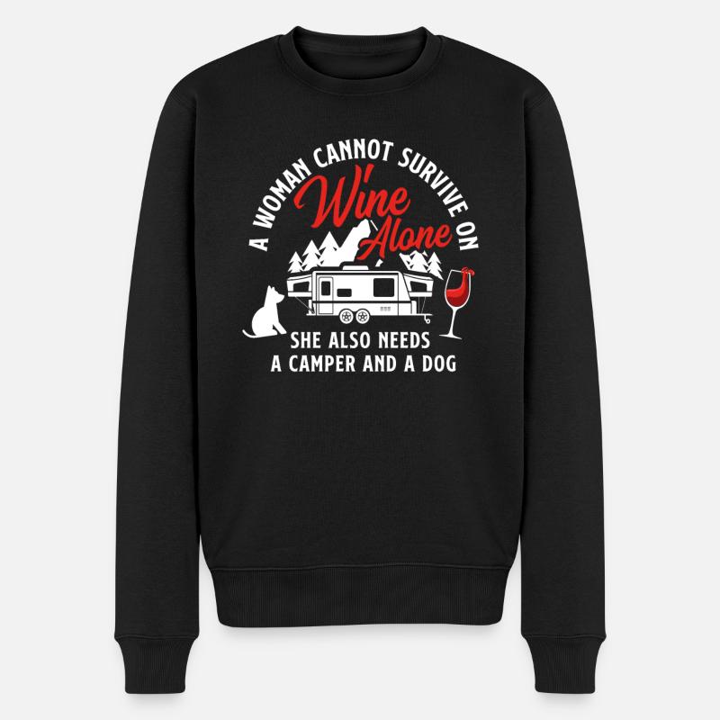 Wein Camper Hund Geschenk - Männer Premium Bio Pullover - Schwarz