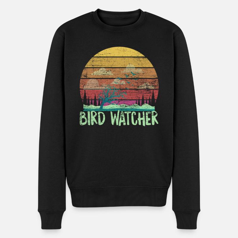 Vogelbeobachter - Männer Premium Bio Pullover - Schwarz