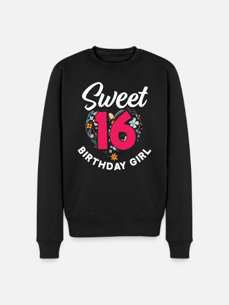 16th Birthday Girl 16 Years Gift - Men's Premium Organic Jumper - black
