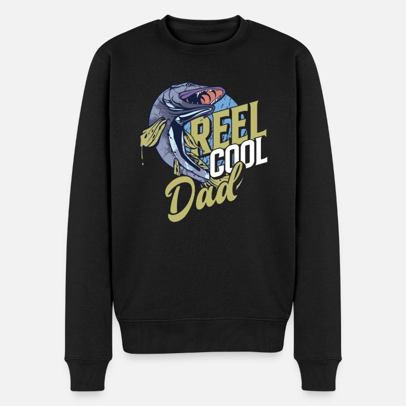 Papa Fischen Hobby Angel - Männer Premium Bio Pullover - Schwarz