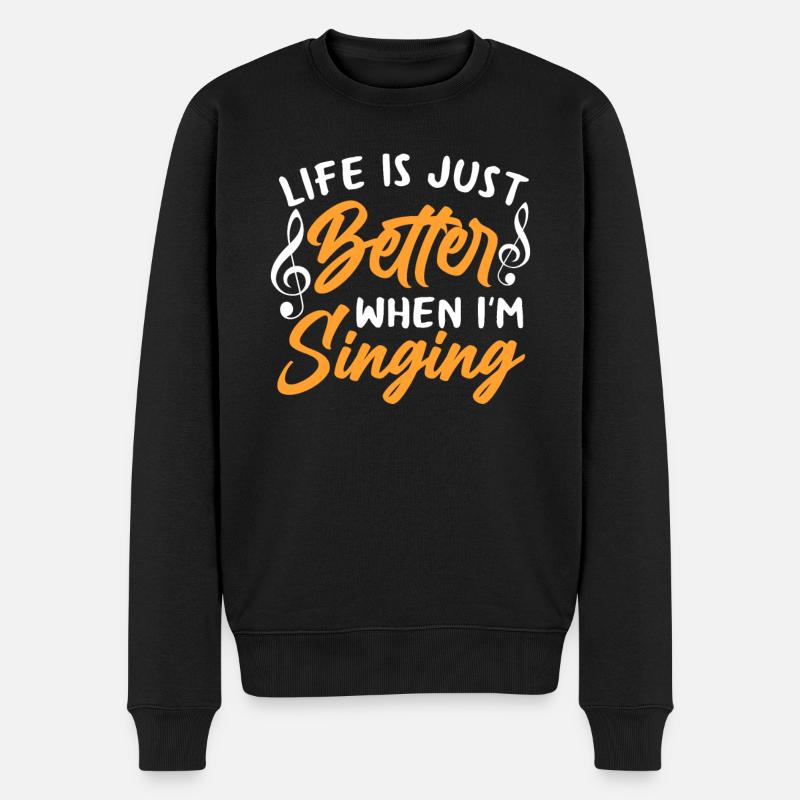Singer Notes Pride Funny Singing - Men's Premium Organic Jumper - black
