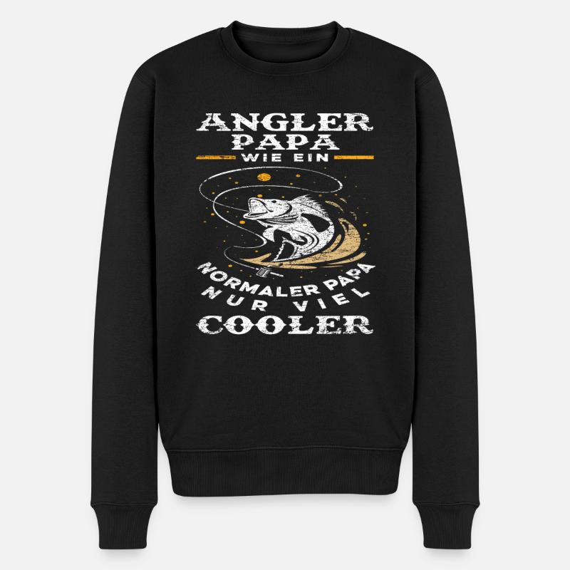Angeln Papa Angler - Männer Premium Bio Pullover - Schwarz