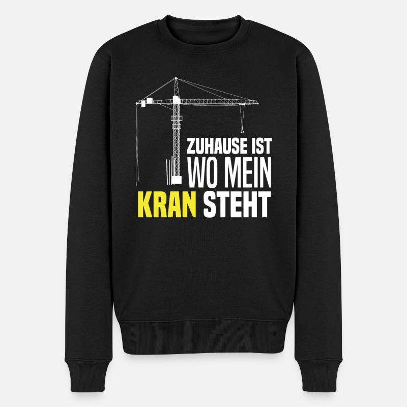 Kran Kranführer - Männer Premium Bio Pullover - Schwarz