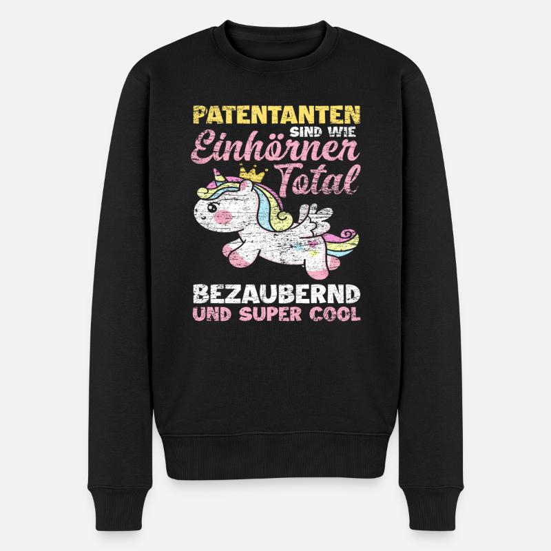 Patentante Einhorn Geschenk - Männer Premium Bio Pullover - Schwarz