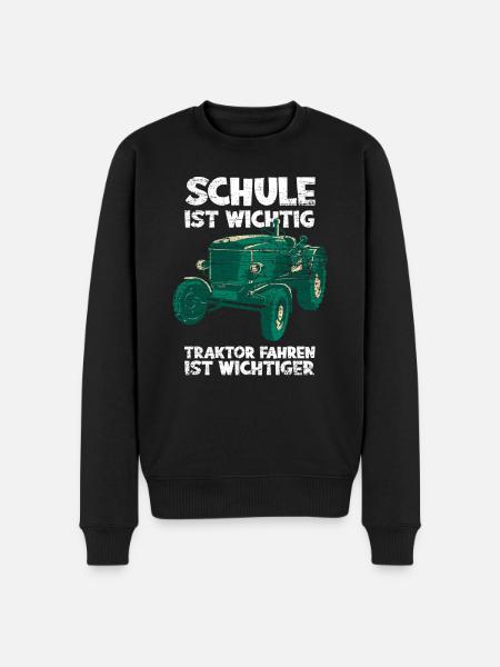 Traktor Schule - Männer Premium Bio Pullover - Schwarz