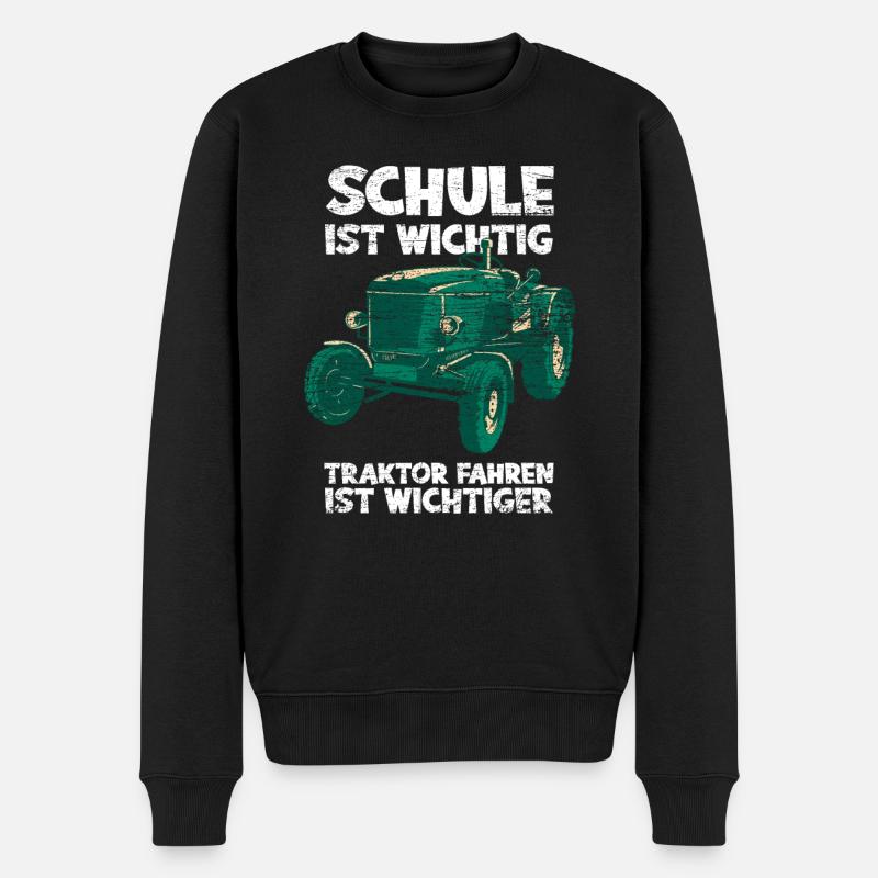 Traktor Schule - Männer Premium Bio Pullover - Schwarz