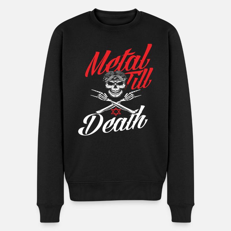 Metal Musik - Männer Premium Bio Pullover - Schwarz