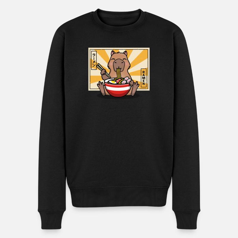 Capybara - Männer Premium Bio Pullover - Schwarz