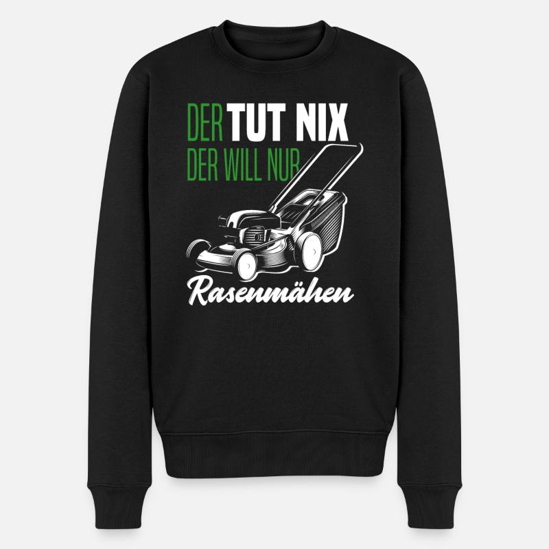 Rasenmähen Spruch Landschaftsgärtner Geschenk - Männer Premium Bio Pullover - Schwarz