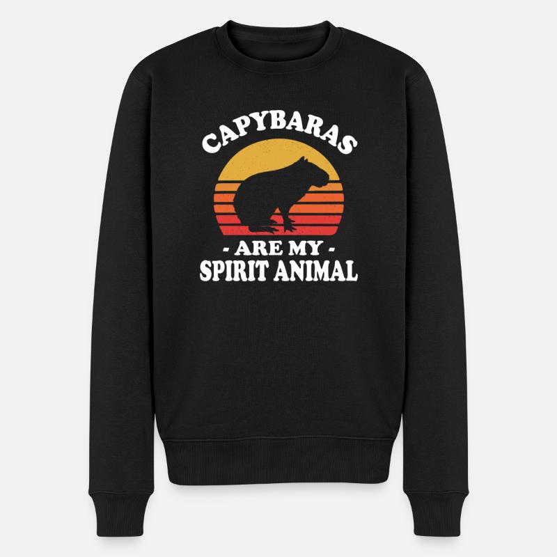 Capybara - Männer Premium Bio Pullover - Schwarz