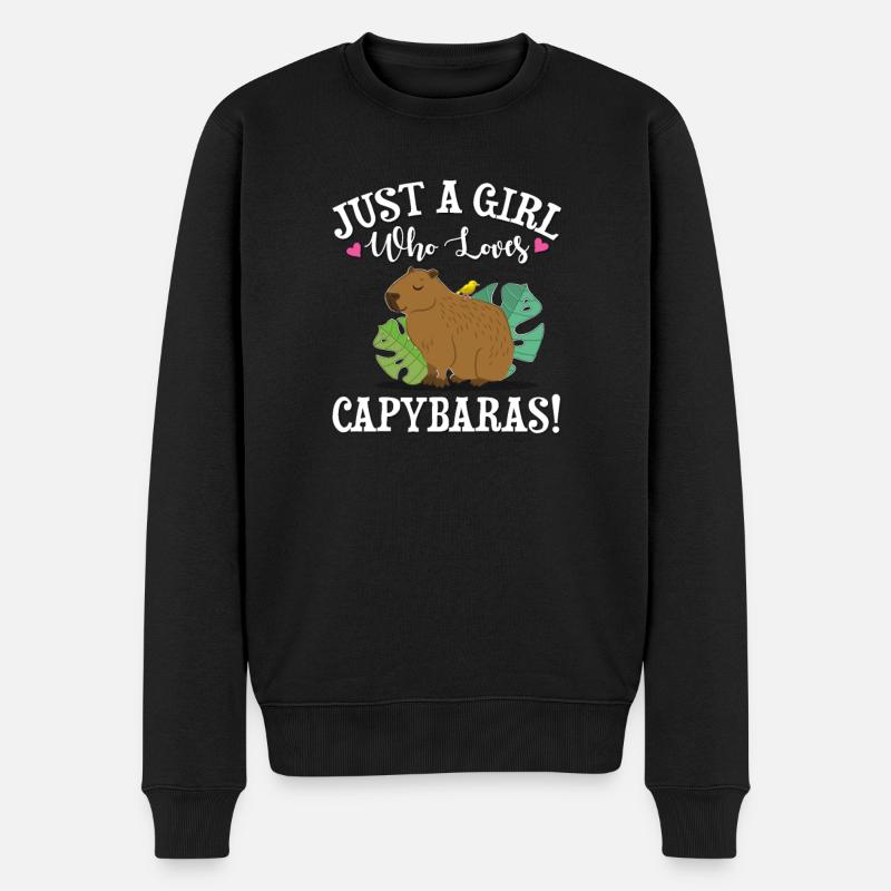 Capybara - Männer Premium Bio Pullover - Schwarz