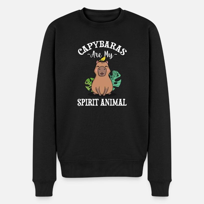 Capybara - Männer Premium Bio Pullover - Schwarz