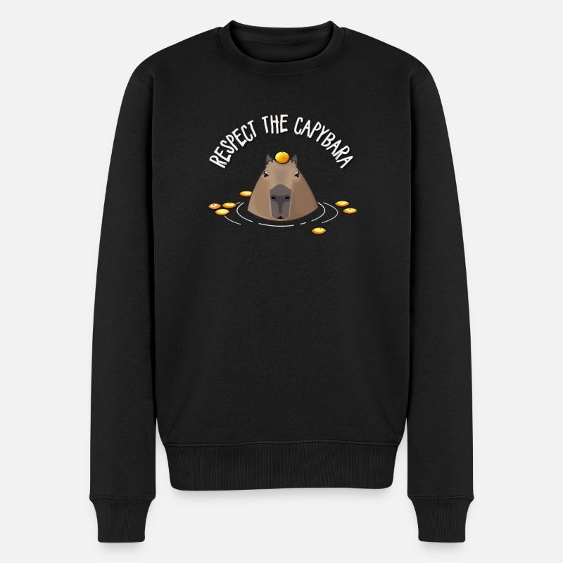 Capybara - Männer Premium Bio Pullover - Schwarz