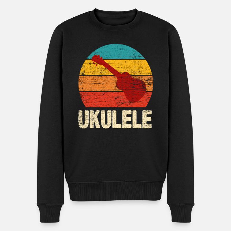 Retro Ukulele - Männer Premium Bio Pullover - Schwarz