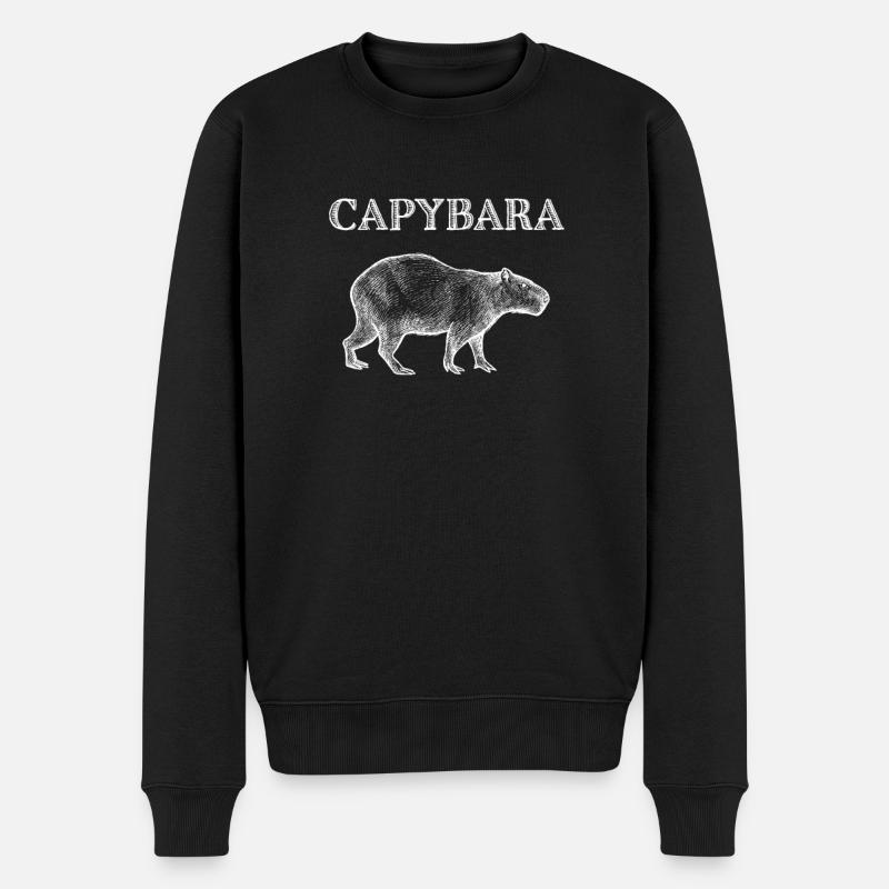 Capybara - Männer Premium Bio Pullover - Schwarz