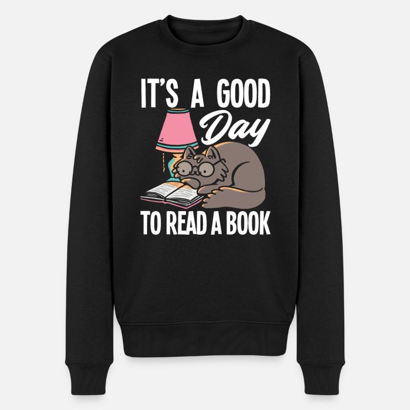 Buch Bücher Leseratte - Männer Premium Bio Pullover - Schwarz