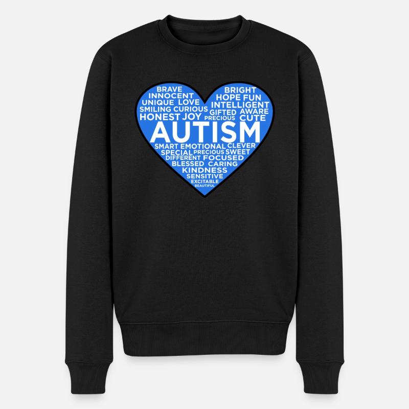 Liebes-herz-autismus-bewusstseins-autistische - Männer Premium Bio Pullover - Schwarz