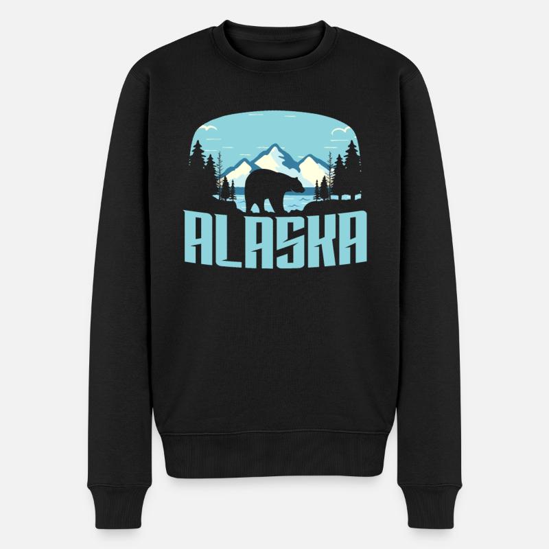 Alaska Wald Gebirge - Männer Premium Bio Pullover - Schwarz