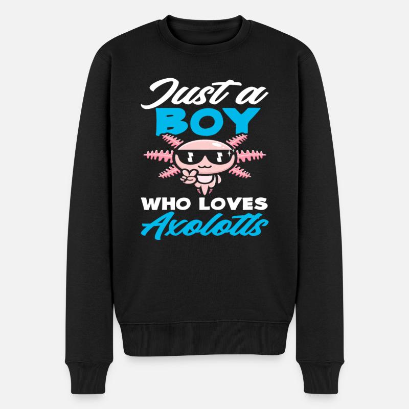 Axolotl Junge - Männer Premium Bio Pullover - Schwarz