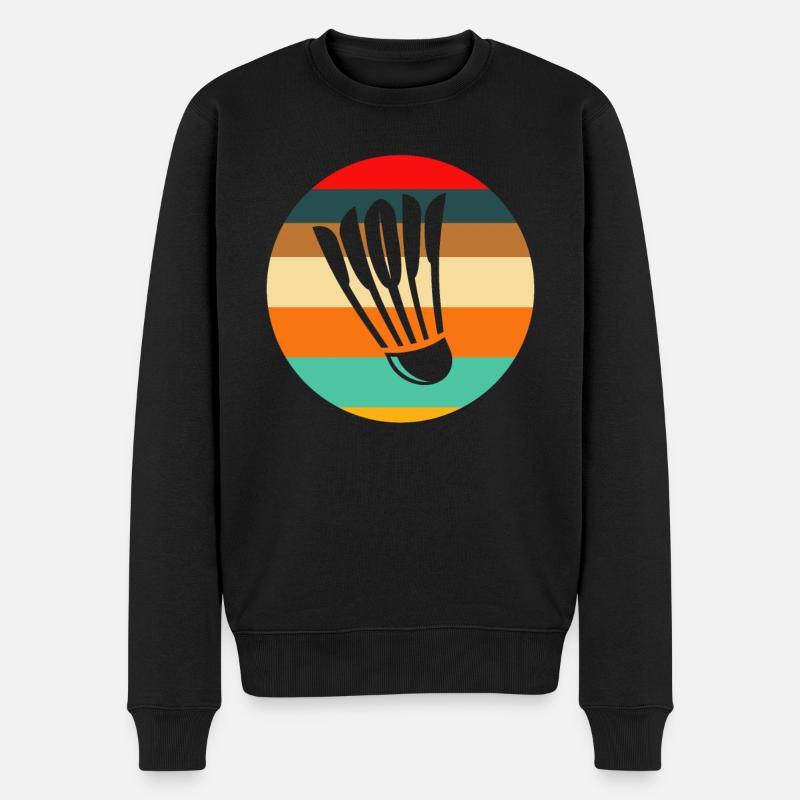 Retro Badminton - Männer Premium Bio Pullover - Schwarz