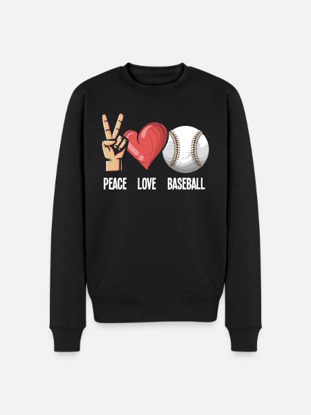 Baseball Friede Liebe - Männer Premium Bio Pullover - Schwarz