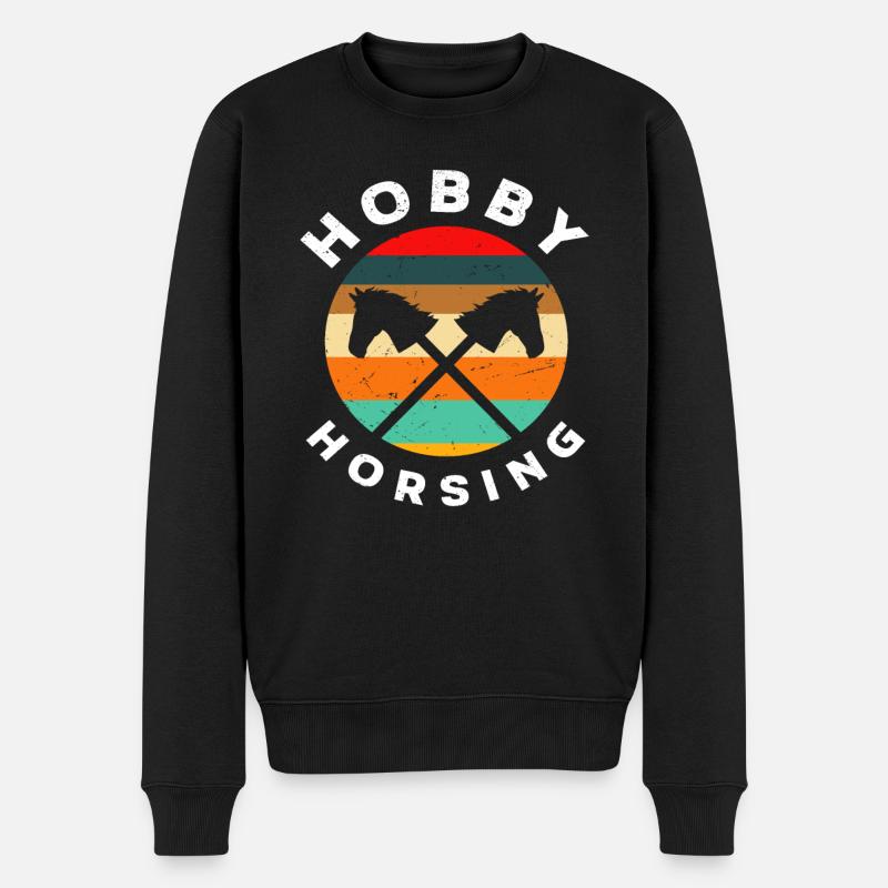 Retro Hobby Horse Hobby Horsing - Männer Premium Bio Pullover - Schwarz