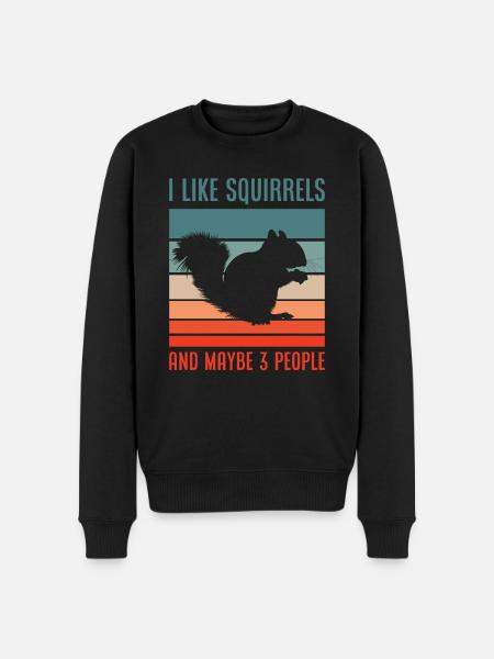 Retro Squirrel Rodent Gift - Men's Premium Organic Jumper - black