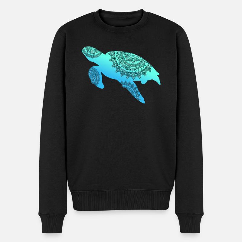 Schildkröte Boho - Männer Premium Bio Pullover - Schwarz