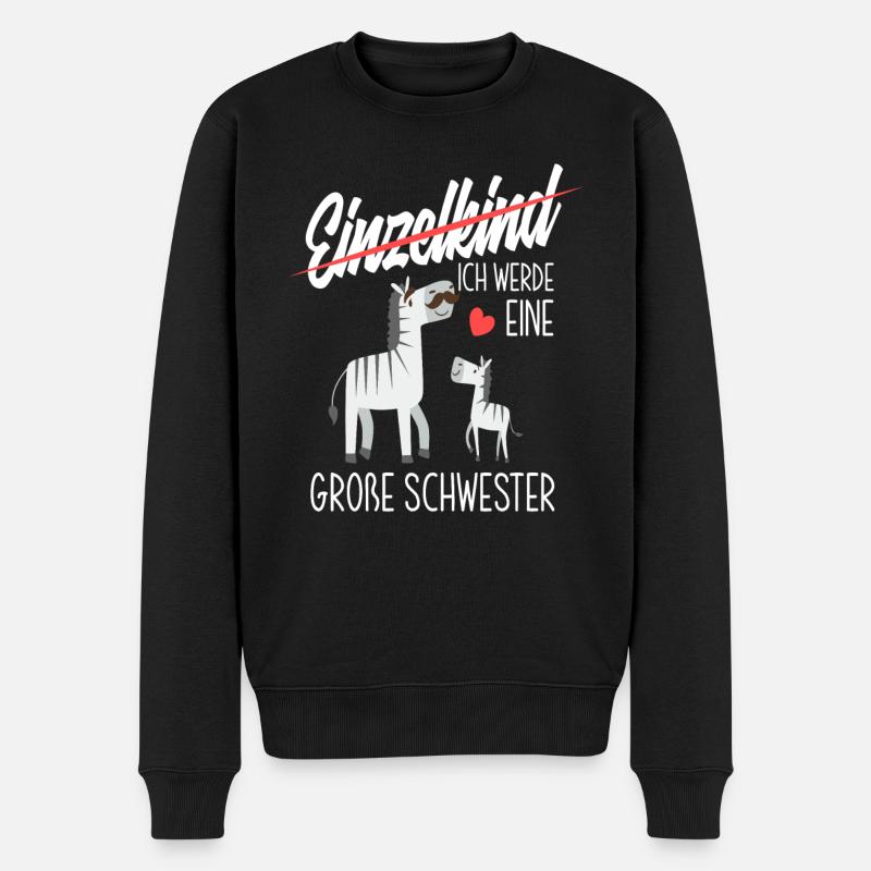 Zebras Ich Werde Große Schwester - Männer Premium Bio Pullover - Schwarz