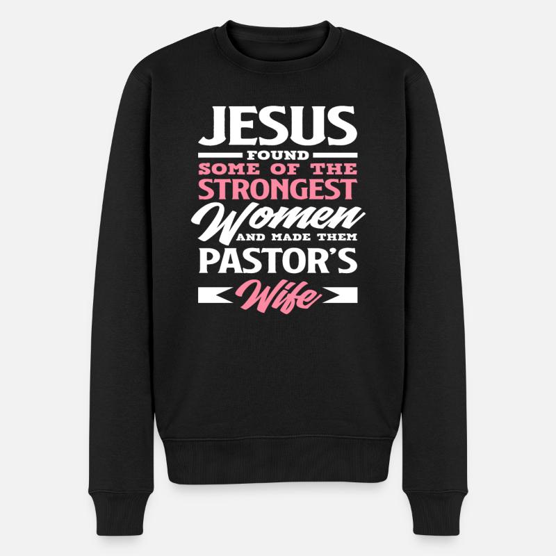 Jesus Frauen Pfarrer Ehefrau Mädchen Geschenk - Männer Premium Bio Pullover - Schwarz