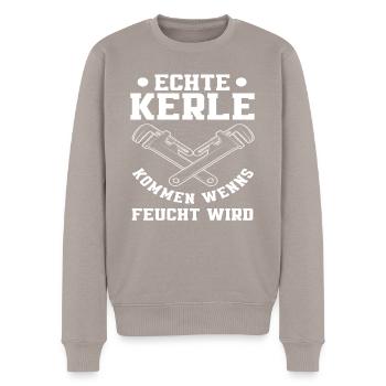 Klempner Feucht Rohrzange Handwerker - Männer Premium Bio Pullover - Taupe - Vorne - Nico (187cm)