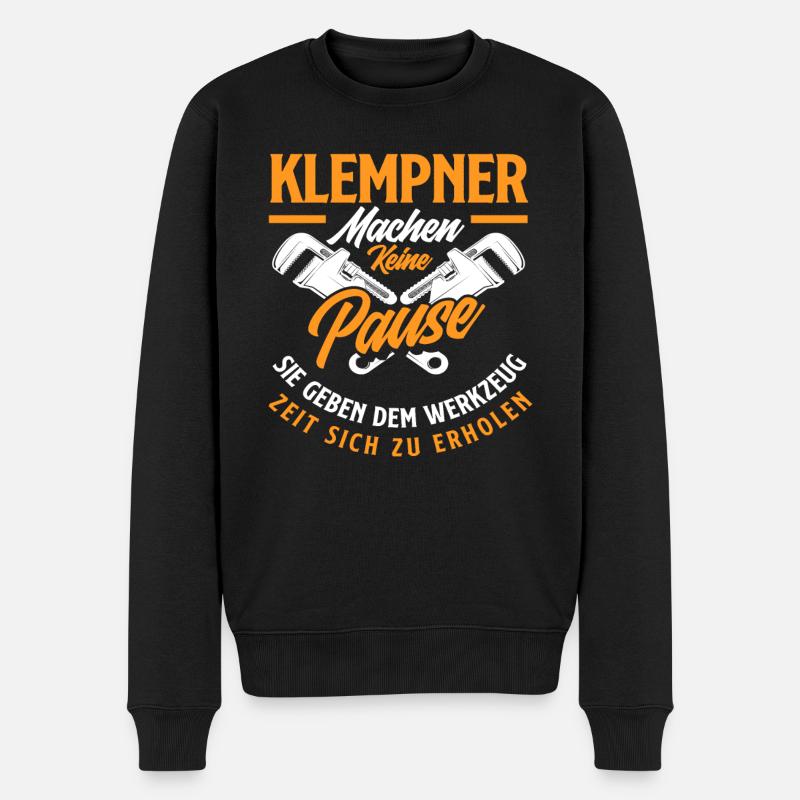 Klempner Machen Keine Pause - Männer Premium Bio Pullover - Schwarz