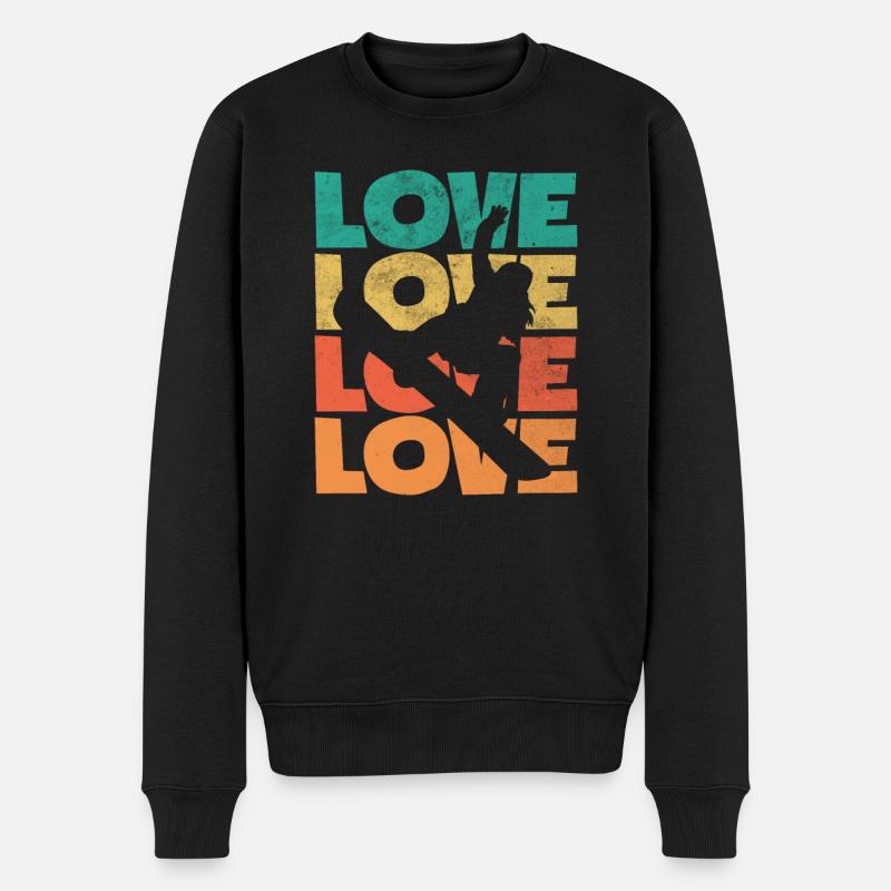 Snowboard Love Snowboarder Cadeau - Pull Premium bio Homme - noir