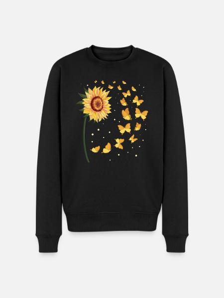 Solsikke sommerfugle - Økologisk premium-sweatshirt til mænd - sort