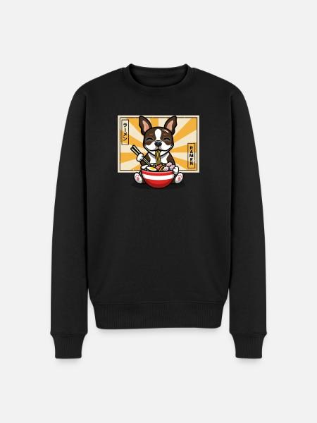 Brauner Boston Terrier - Männer Premium Bio Pullover - Schwarz